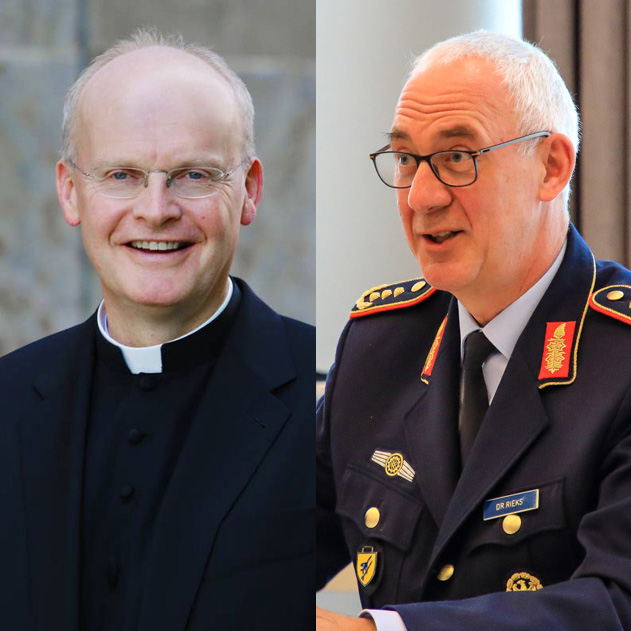 Portraits von Bischof Dr. Overbeck und Generalleutnant Dr. Rieks